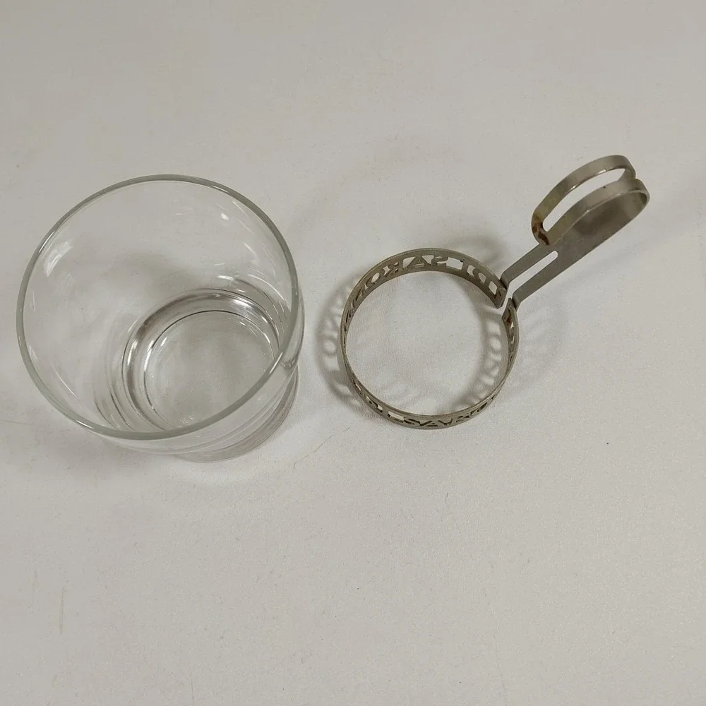 Libbey Amaretto Di Saronno‎ Glasses Metal Frame Vintage Barware